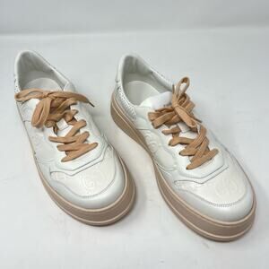 Gucci White Jumbo GG Embossed Leather Low Top Tennis Platform Sneaker size 42